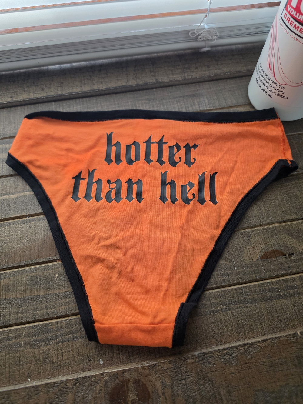 PINK Victoria's Secret Orange Cotton Briefs with Black Trim